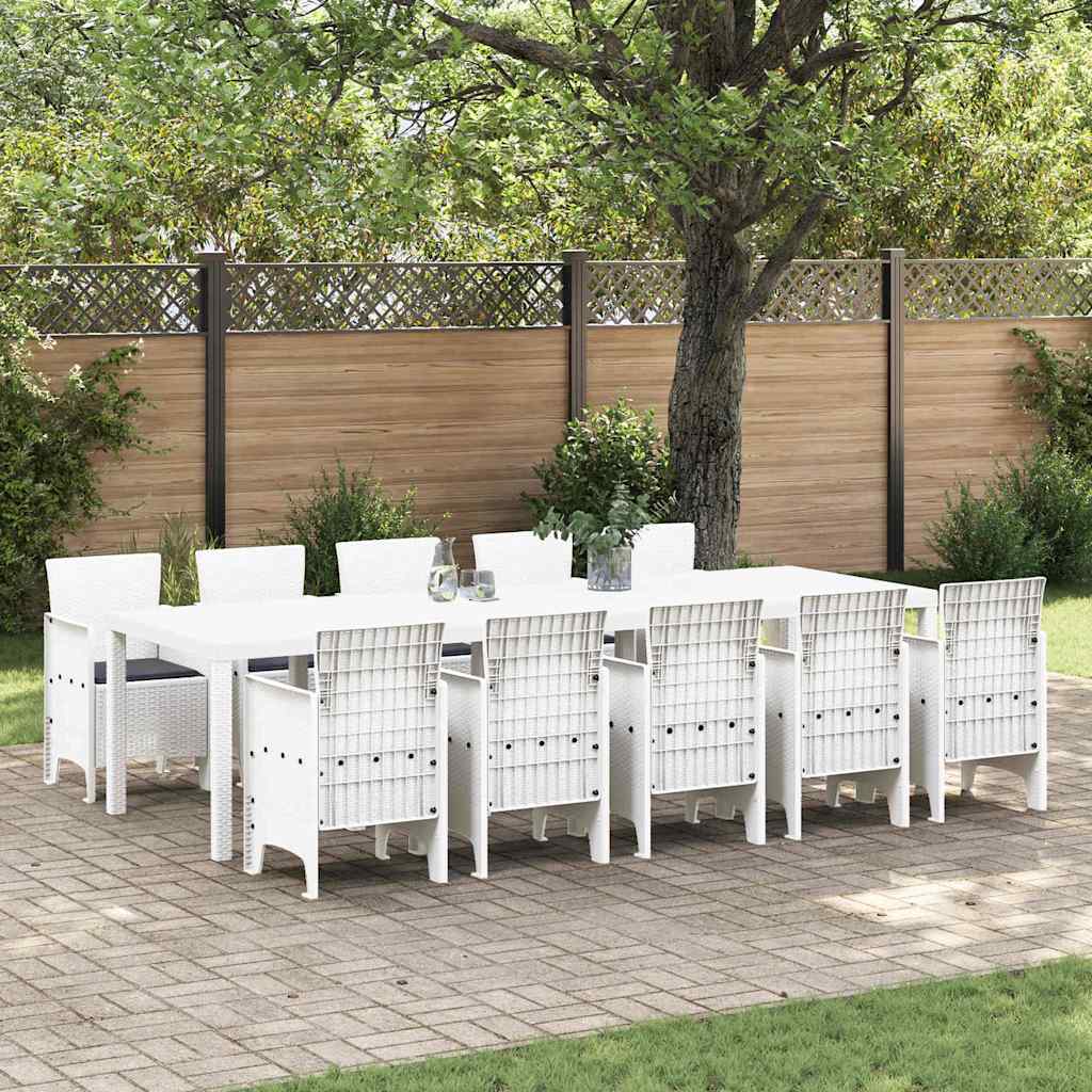 Tuin Eetset met kussen 11 pcs Wit Poly rattan en Aluminium is nu te koop bij PeponiXL, paradijselijk wonen!