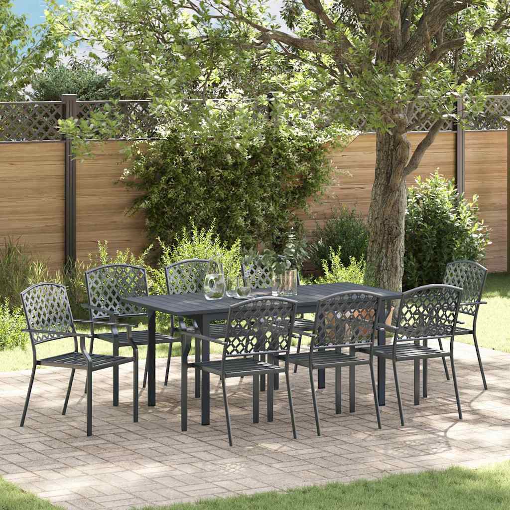Tuin eettafelset 9 pcs Antraciet Poedercoating staal is nu te koop bij PeponiXL, paradijselijk wonen!