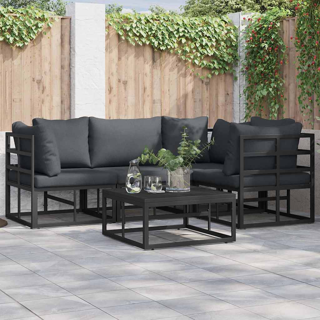 Tuinbankenset met kussen 5 pcs Zwart Aluminium is nu te koop bij PeponiXL, paradijselijk wonen!