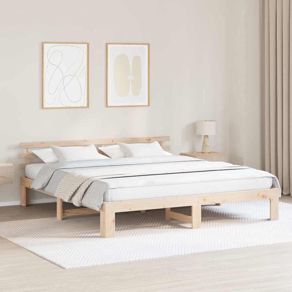 Bedframe met hoofdeinde Naturel 180 x 200 cm Massief grenenhout is nu te koop bij PeponiXL, paradijselijk wonen!