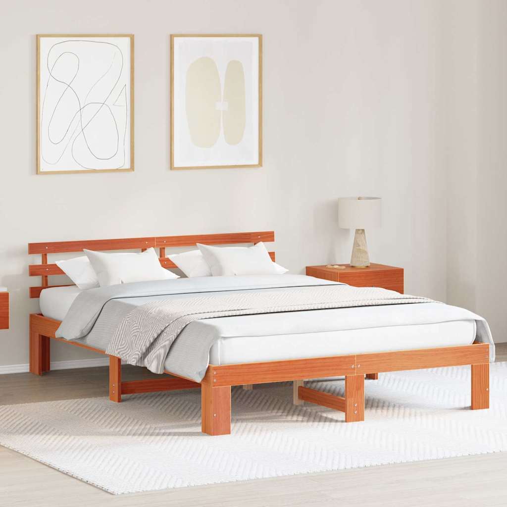 Bedframe Wasbruin 140 x 200 cm Massief grenenhout is nu te koop bij PeponiXL, paradijselijk wonen!