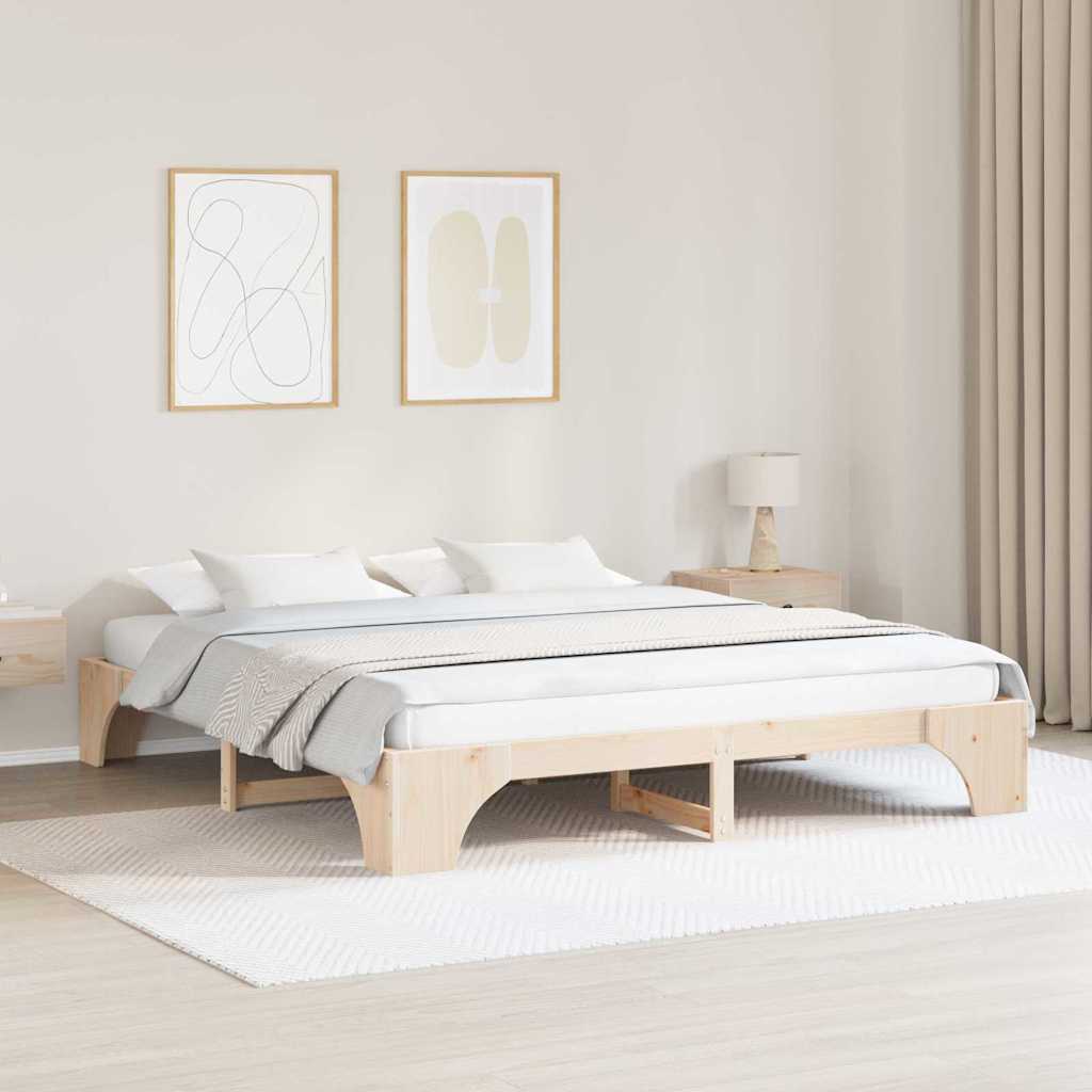 Bedframe Naturel 200 x 200 cm Massief grenenhout is nu te koop bij PeponiXL, paradijselijk wonen!
