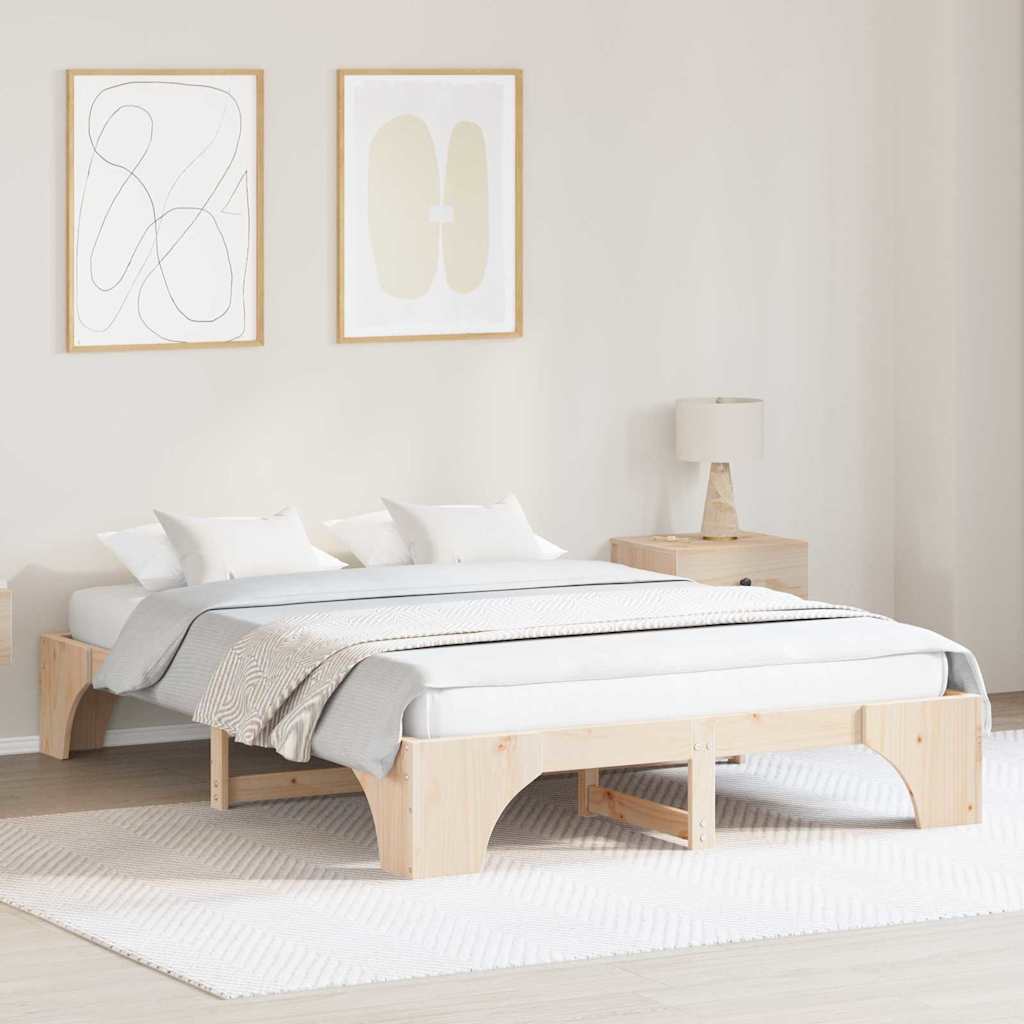 Bedframe Naturel 150 x 200 cm Massief grenenhout is nu te koop bij PeponiXL, paradijselijk wonen!