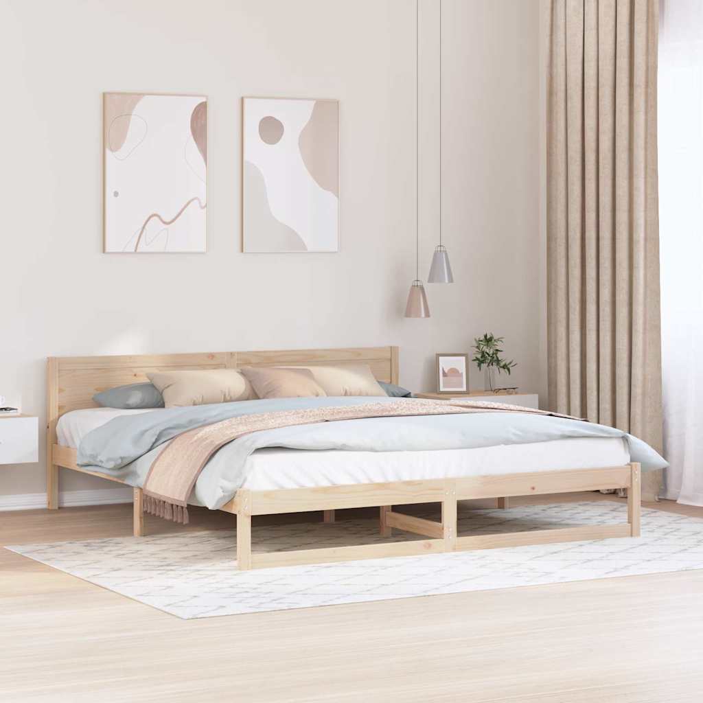 Bedframe met hoofdeinde Naturel 180 x 200 cm Massief grenenhout is nu te koop bij PeponiXL, paradijselijk wonen!