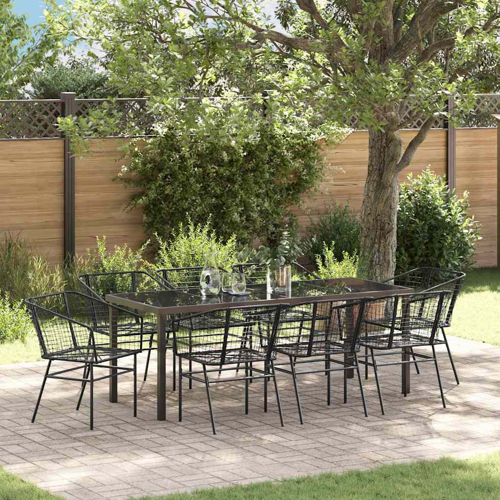 Tuin eettafelset 9 pcs Zwart poly rattan is nu te koop bij PeponiXL, paradijselijk wonen!