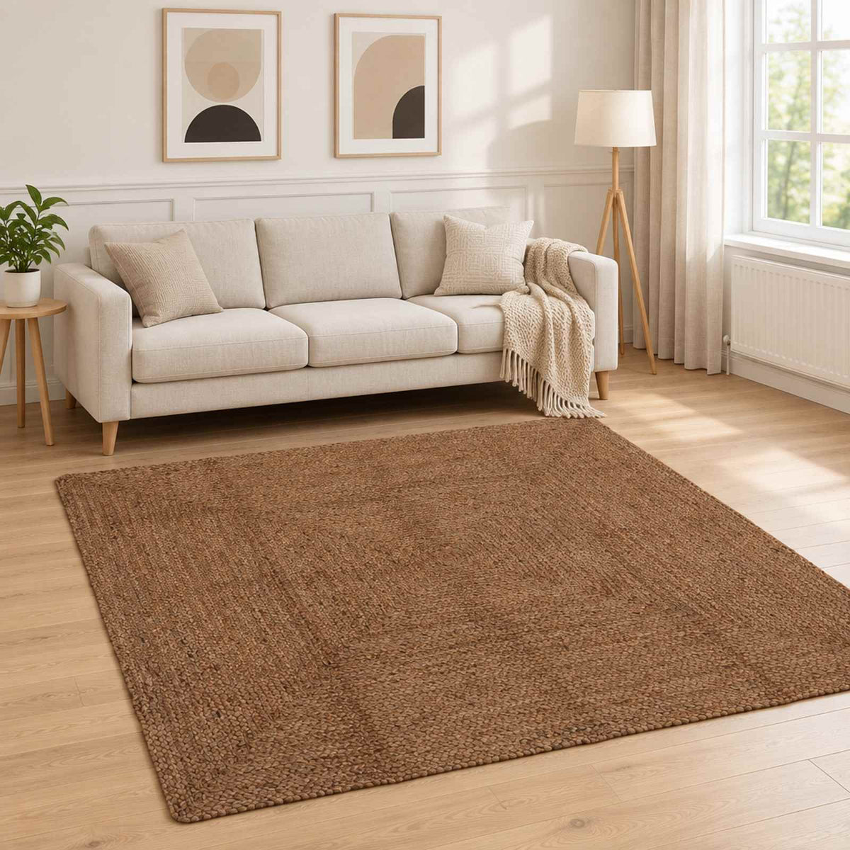 Gebied Tapijt Grijs 200 x 200 cm Jute is nu te koop bij PeponiXL, paradijselijk wonen!