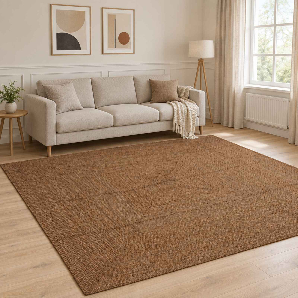 Gebied Tapijt Grijs 300 x 300 cm Jute is nu te koop bij PeponiXL, paradijselijk wonen!