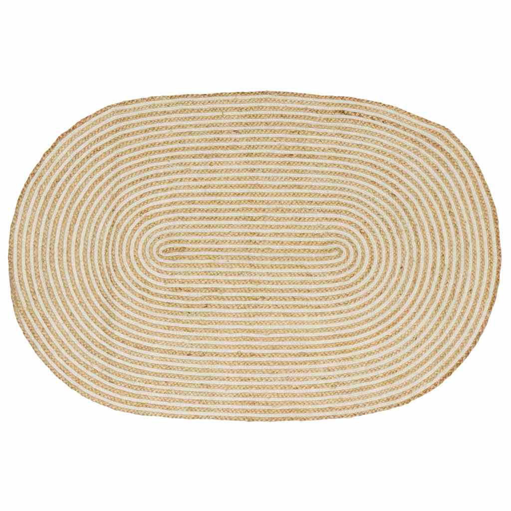 Vloerkleed Natuurlijk en Wit 100 x 152 cm Jute is nu te koop bij PeponiXL, paradijselijk wonen!