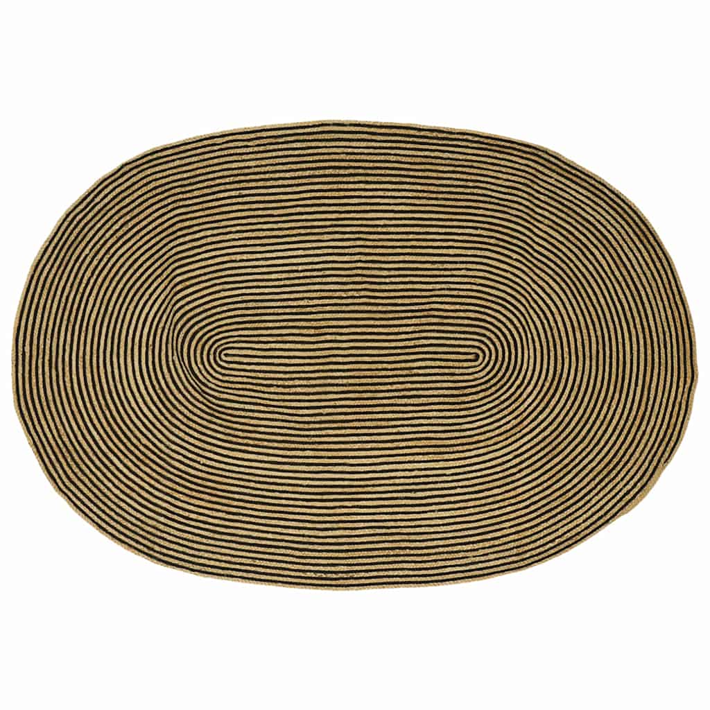 Vloerkleed Natuurlijk en Zwart 152 x 245 cm Jute is nu te koop bij PeponiXL, paradijselijk wonen!