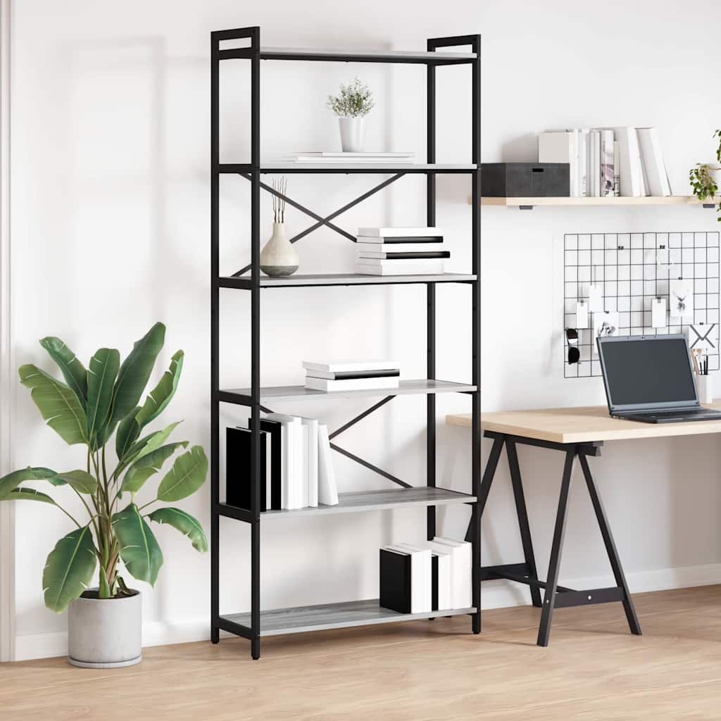 Boekenkast Grijs sonoma 80 x 30 x 189,5 cm Bewerkt hout is nu te koop bij PeponiXL, paradijselijk wonen!