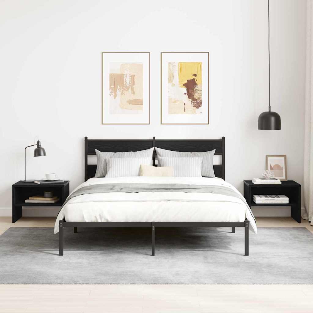 Nachtkastje 2 pcs Zwart eiken 40 x 40 x 30 cm Bewerkt hout is nu te koop bij PeponiXL, paradijselijk wonen!