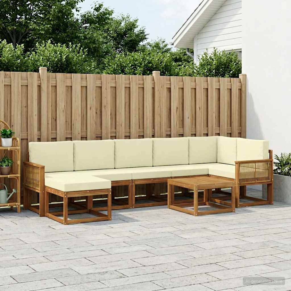 Buiten bankenset met kussen 8 pcs Natuurlijk en Crème Polyester is nu te koop bij PeponiXL, paradijselijk wonen!