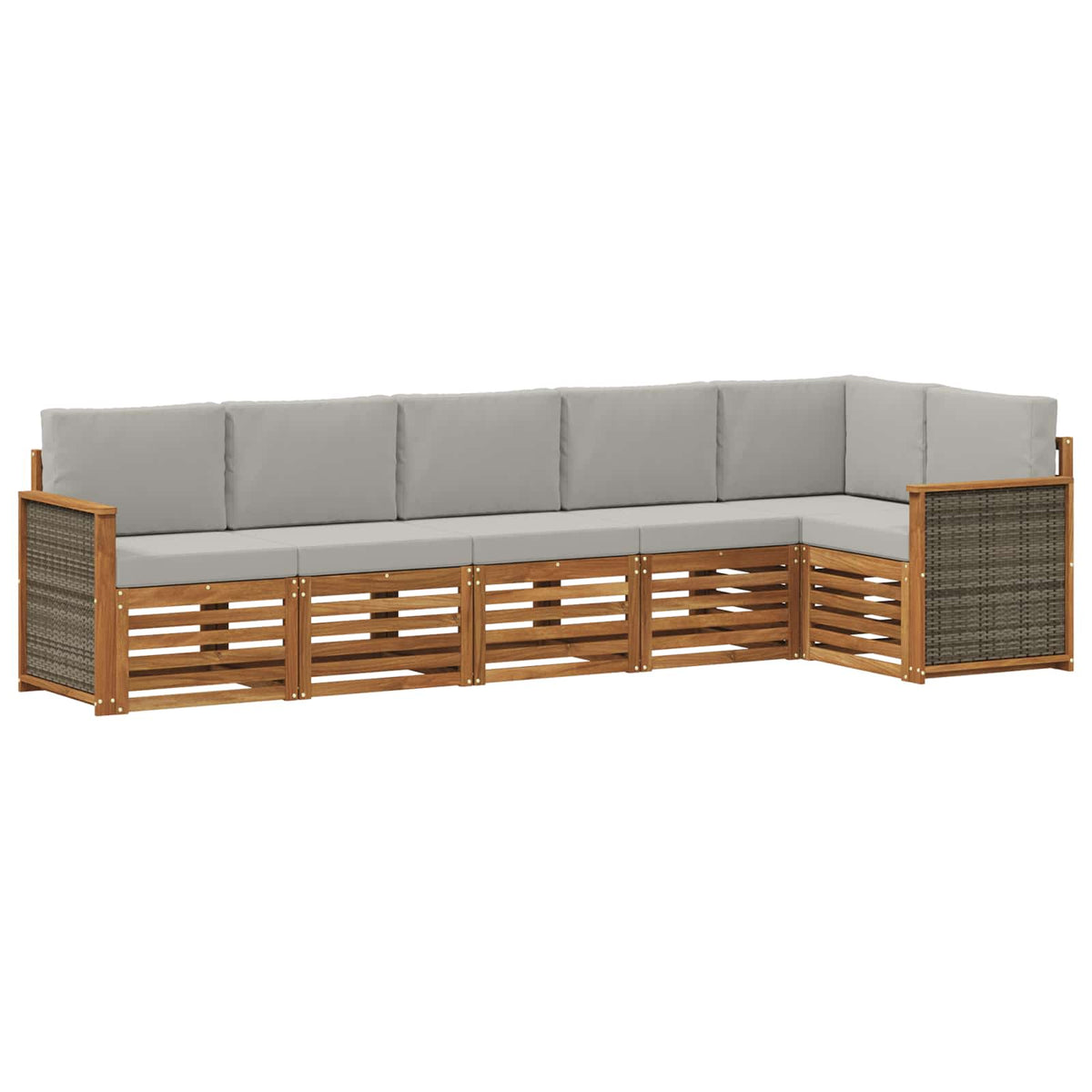 Hoekbank Set met kussen 5 pcs Naturel en lichtgrijs is nu te koop bij PeponiXL, paradijselijk wonen!