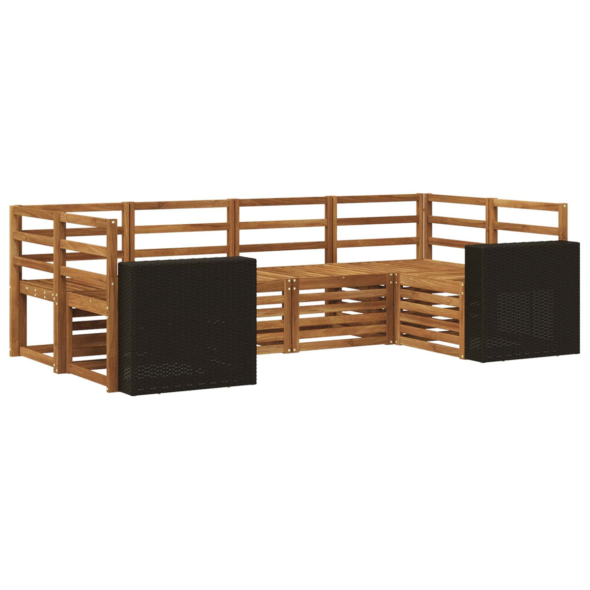 Hoekbank Set 6 pcs Naturel Massief Acaciahout is nu te koop bij PeponiXL, paradijselijk wonen!