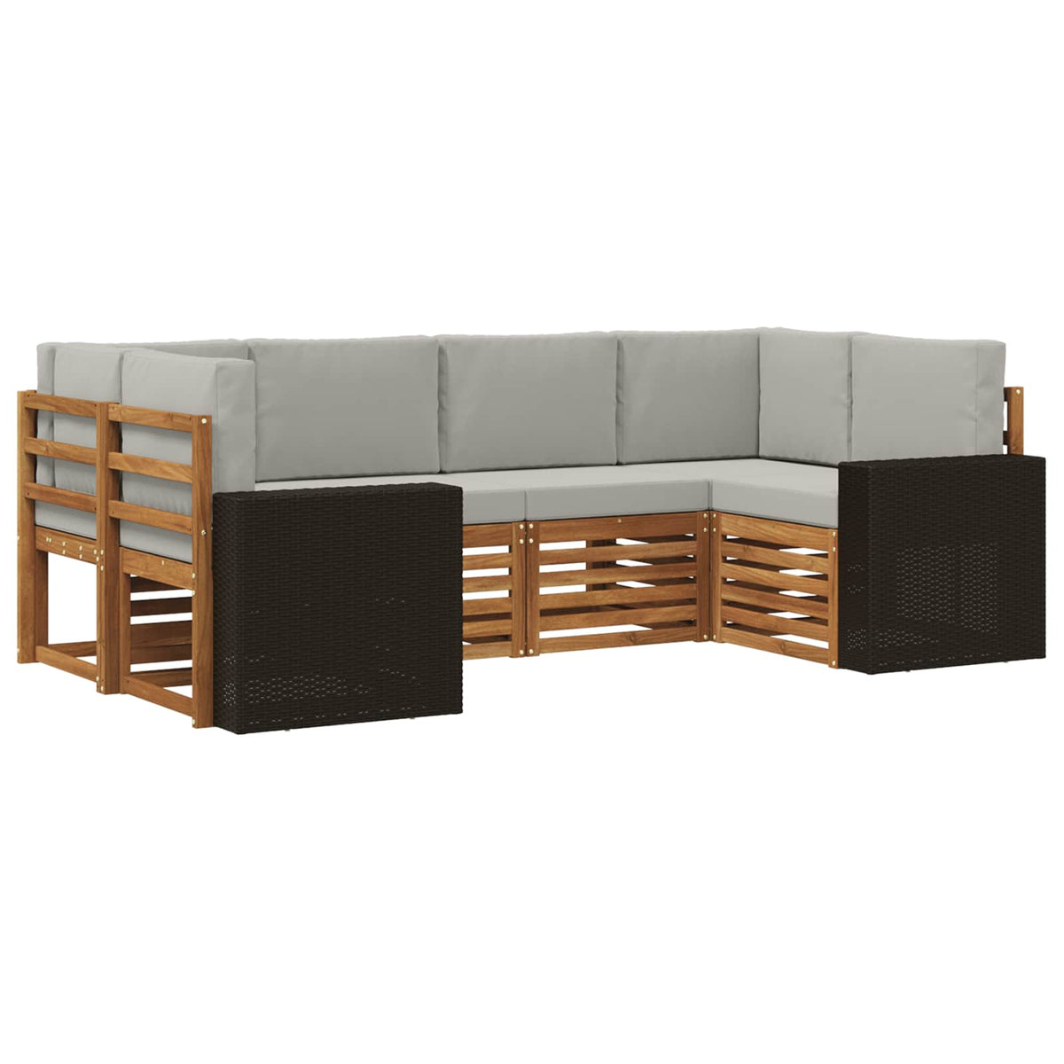 Hoekbank Set met kussen 6 pcs Naturel en lichtgrijs Polyester is nu te koop bij PeponiXL, paradijselijk wonen!