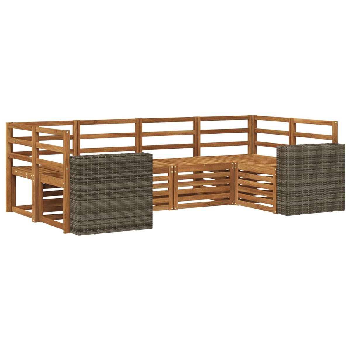 Hoekbank Set 6 pcs Naturel Massief Acaciahout is nu te koop bij PeponiXL, paradijselijk wonen!