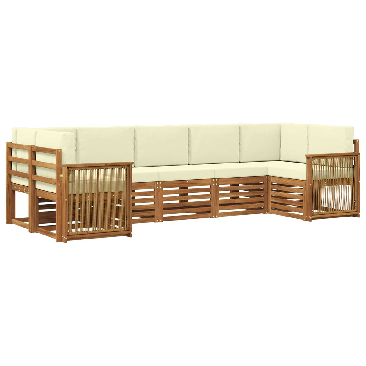 Hoekbank Set met kussen 6 pcs Natuurlijk en Crème is nu te koop bij PeponiXL, paradijselijk wonen!