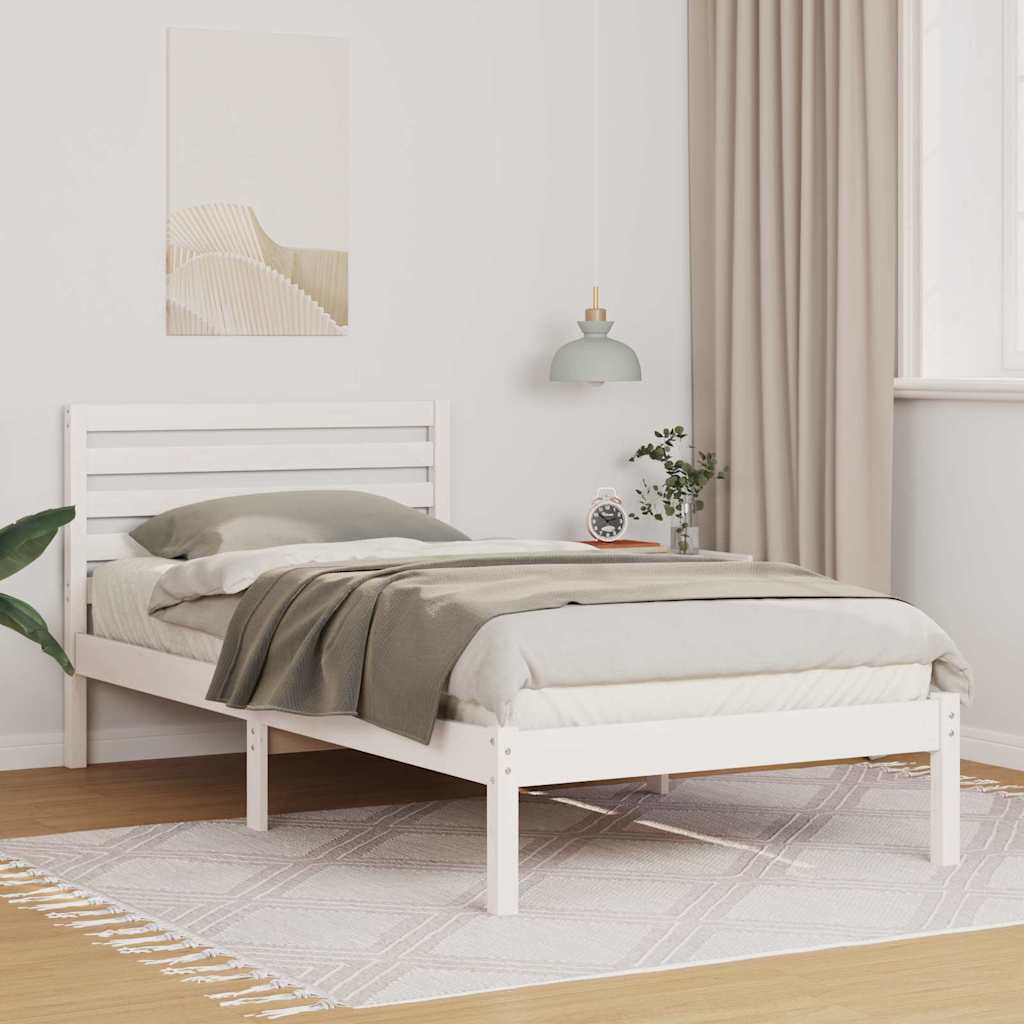 Bedframe met hoofdeinde Wit 80 x 200 cm Massief grenenhout is nu te koop bij PeponiXL, paradijselijk wonen!