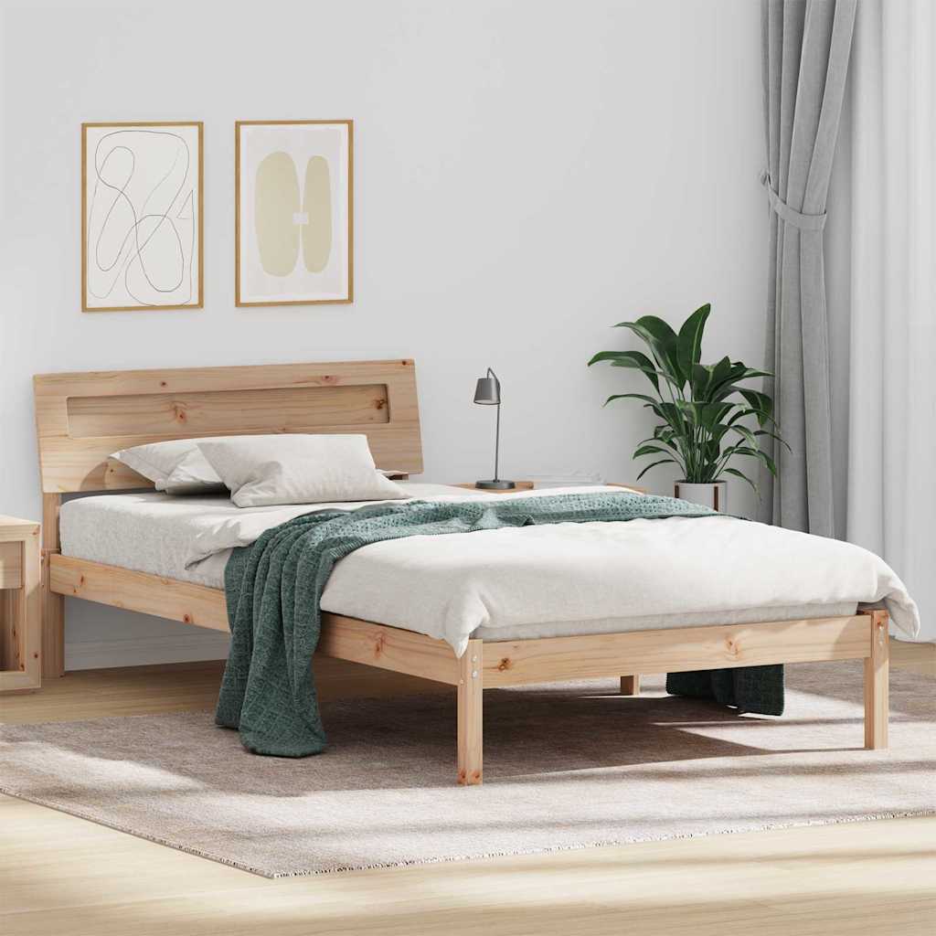 Bedframe met hoofdeinde Bruin 90 x 190 cm Massief grenenhout is nu te koop bij PeponiXL, paradijselijk wonen!
