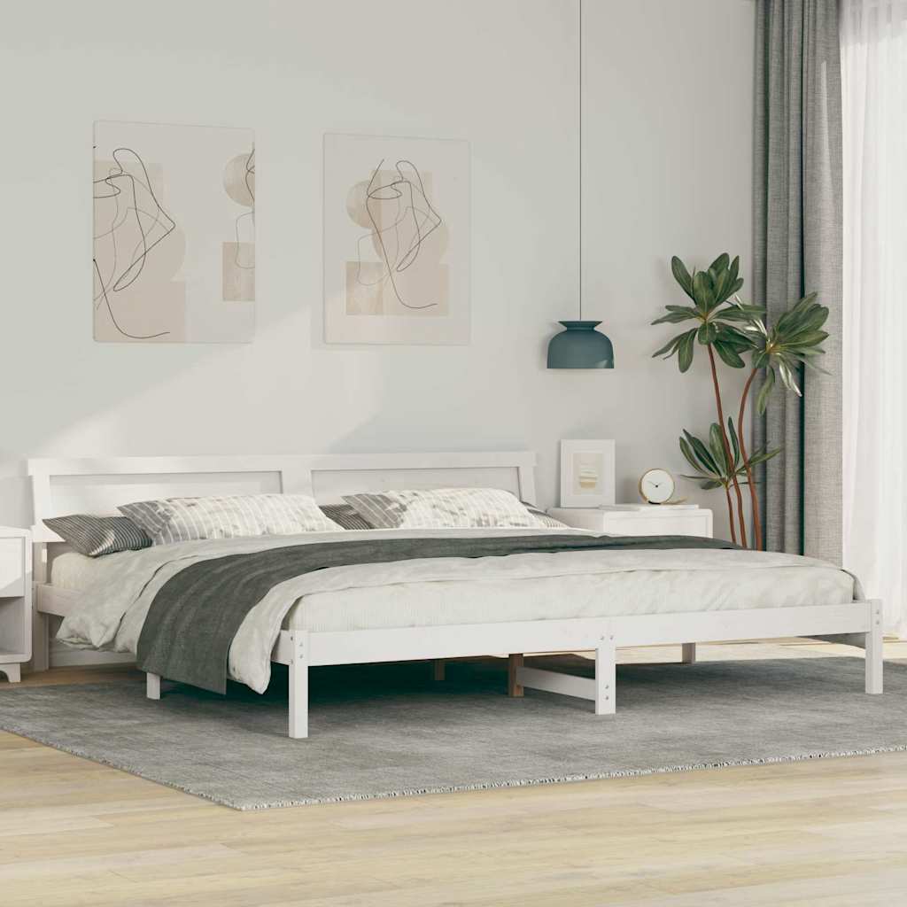 Bedframe met hoofdeinde Wit 180 x 200 cm Massief grenenhout is nu te koop bij PeponiXL, paradijselijk wonen!