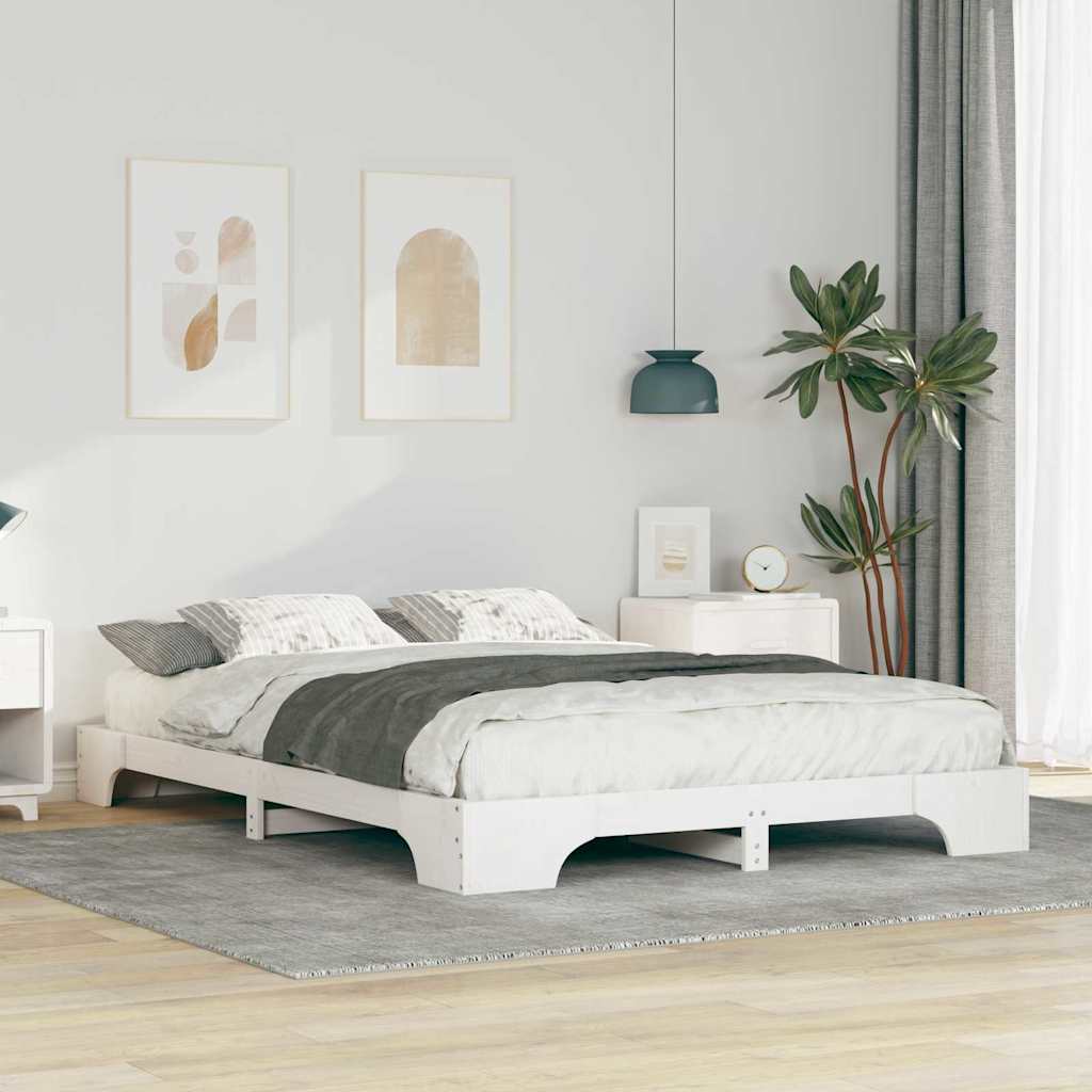 Bedframe Wit 140 x 210 cm Massief grenenhout is nu te koop bij PeponiXL, paradijselijk wonen!