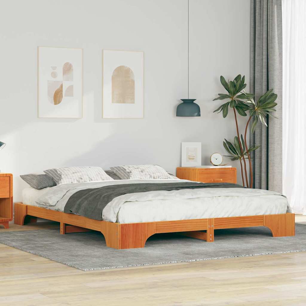 Bedframe Bruin 160 x 210 cm Massief grenenhout is nu te koop bij PeponiXL, paradijselijk wonen!