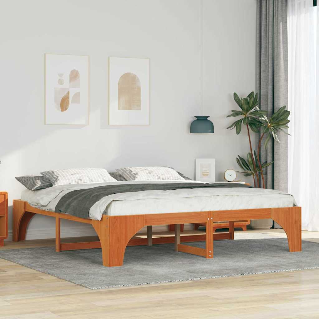 Bedframe Bruin 200 x 200 cm Massief grenenhout is nu te koop bij PeponiXL, paradijselijk wonen!