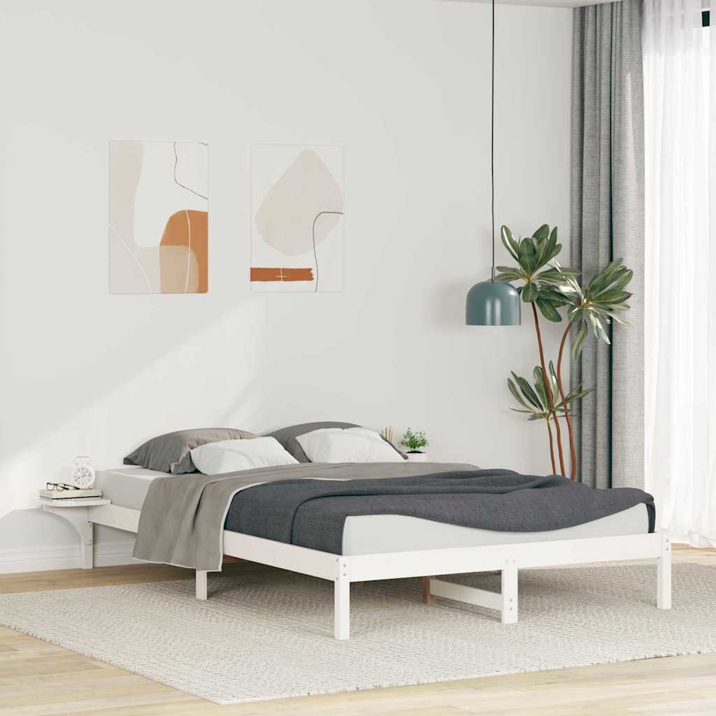 Bedframe met Zijtafels Wit 160 x 220 cm Massief grenenhout is nu te koop bij PeponiXL, paradijselijk wonen!