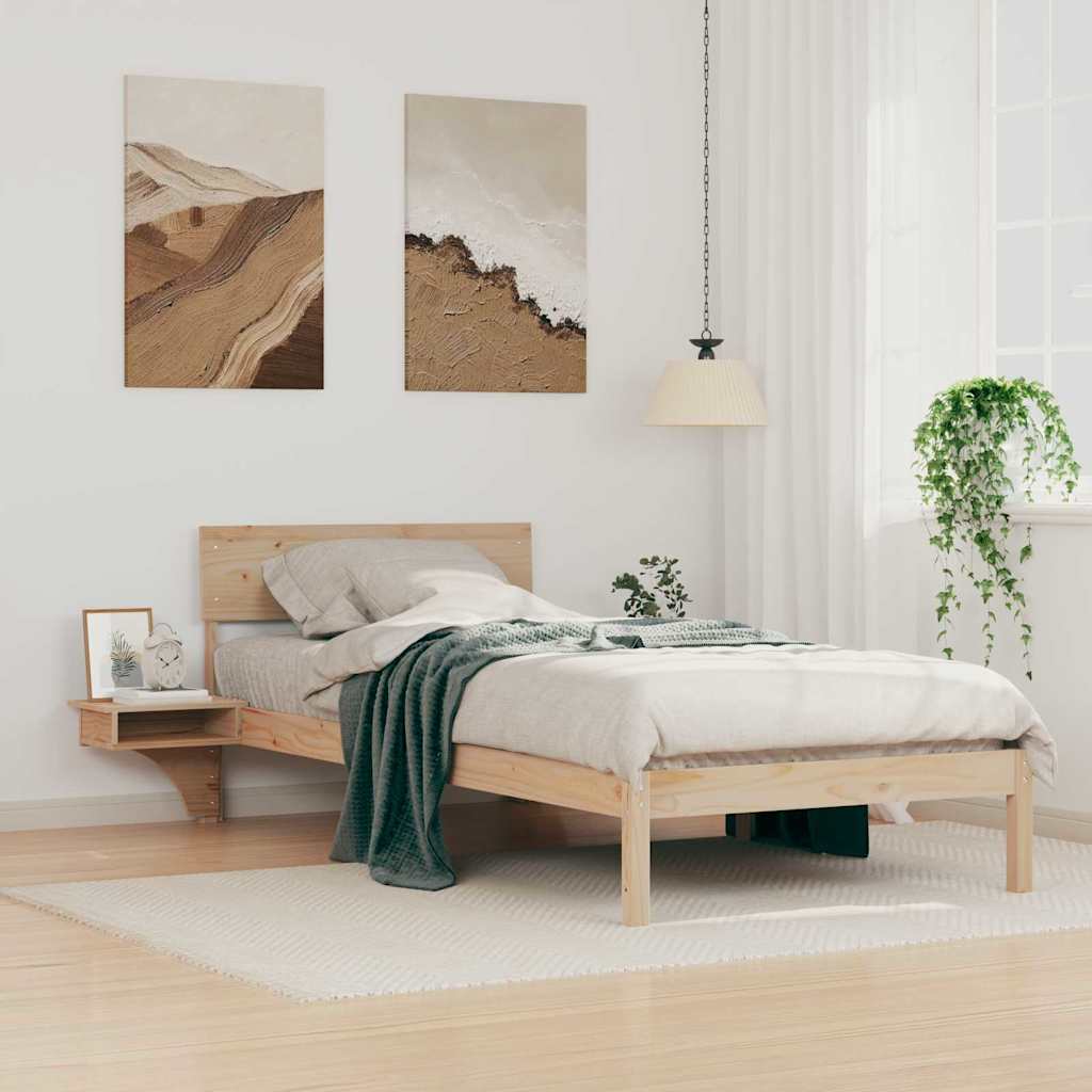 Bedframe met hoofdeinde Bruin 100 x 200 cm Massief grenenhout is nu te koop bij PeponiXL, paradijselijk wonen!