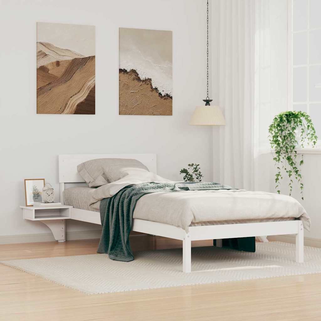 Bedframe met hoofdeinde Wit 90 x 190 cm Massief grenenhout is nu te koop bij PeponiXL, paradijselijk wonen!