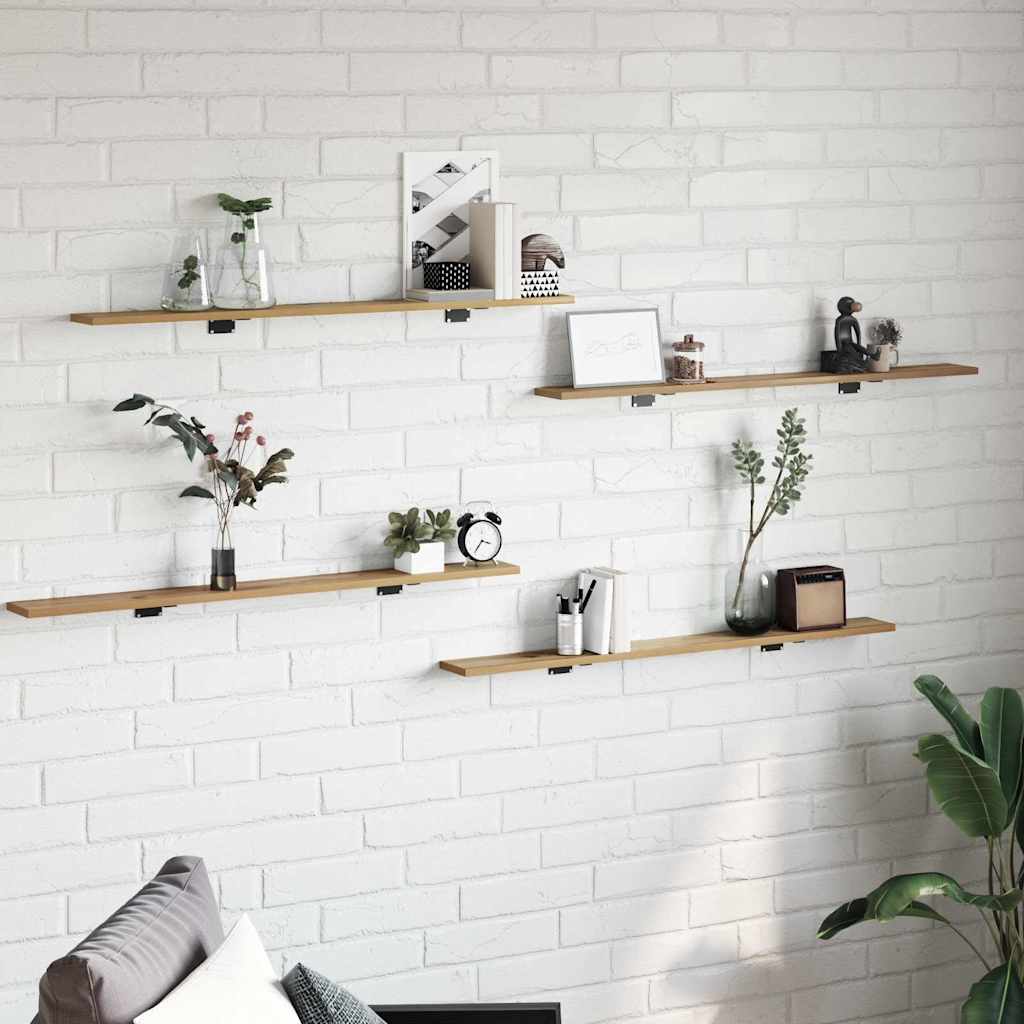 Boekenplank Bord 4 pcs Bruin 100 x 10 x 1,5 cm Bewerkt hout is nu te koop bij PeponiXL, paradijselijk wonen!