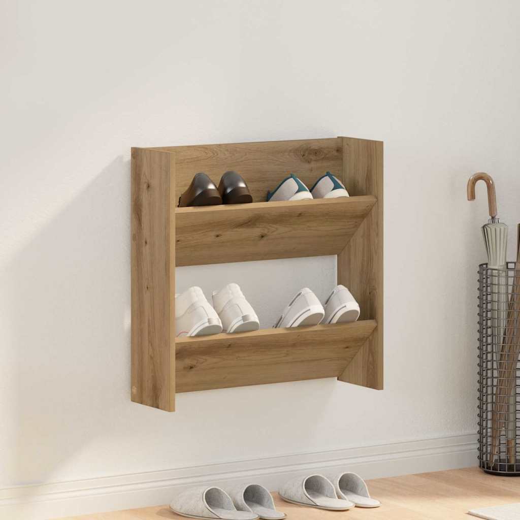Schoenenkast Artisan Eiken 60 x 18 x 60 cm Bewerkt hout is nu te koop bij PeponiXL, paradijselijk wonen!