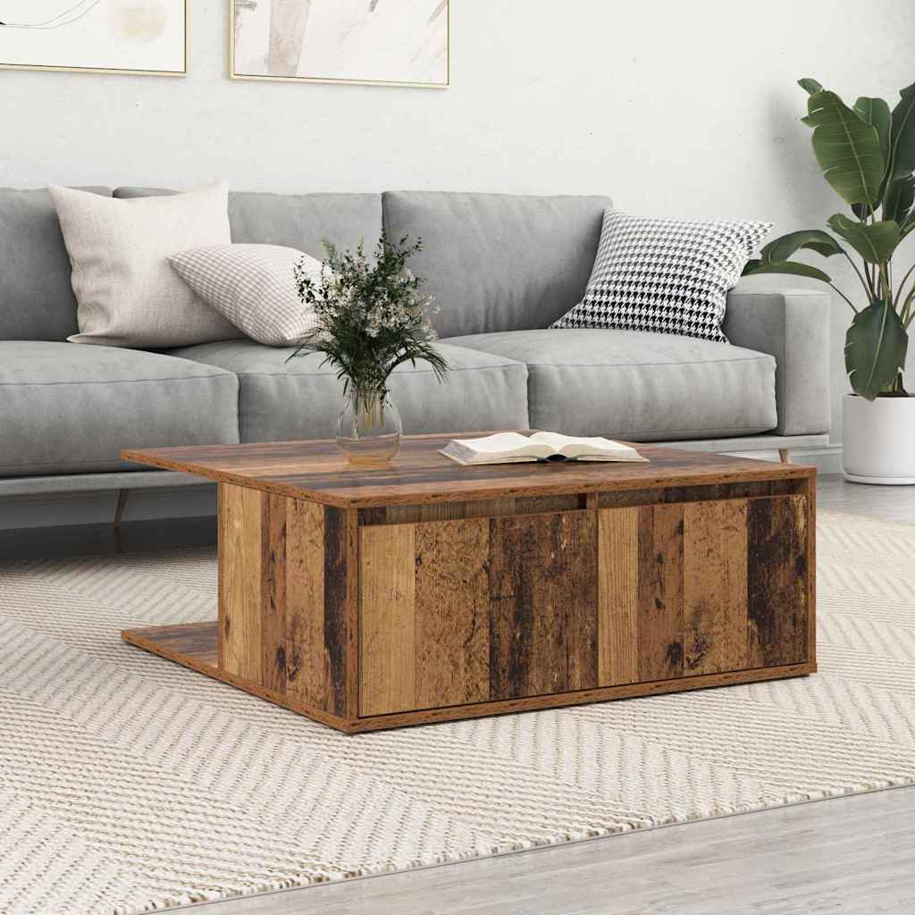 Salontafel met lade Oud hout 80 x 80 x 31 cm Bewerkt hout is nu te koop bij PeponiXL, paradijselijk wonen!