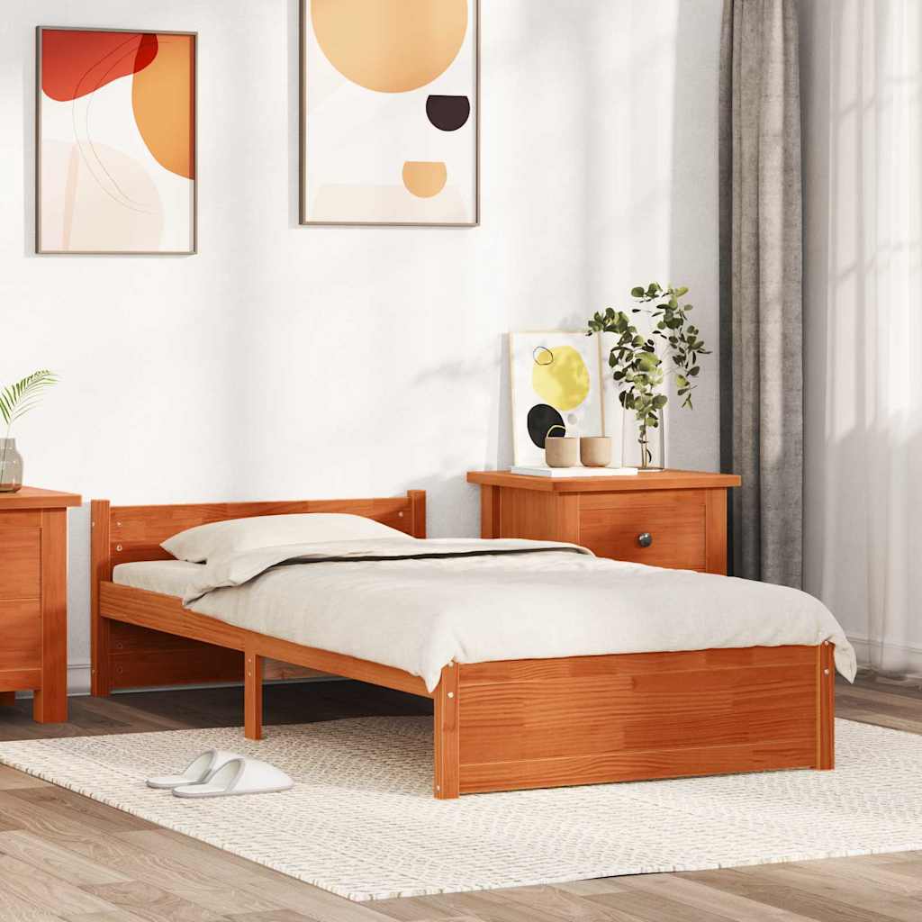 Bedframe Wasbruin 195,5 x 95,5 x 51 cm Massief grenenhout is nu te koop bij PeponiXL, paradijselijk wonen!