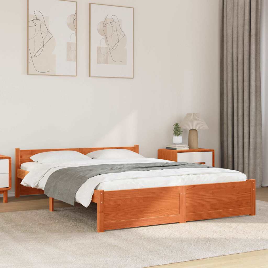 Bedframe Wasbruin 205,5 x 155,5 x 51 cm Massief grenenhout is nu te koop bij PeponiXL, paradijselijk wonen!