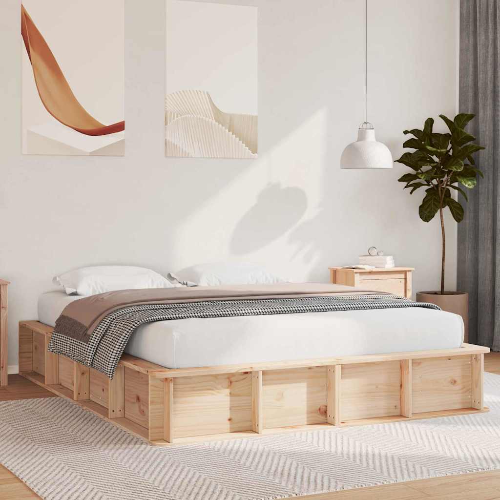 Bedframe Bruin 150 x 200 cm Massief grenenhout is nu te koop bij PeponiXL, paradijselijk wonen!