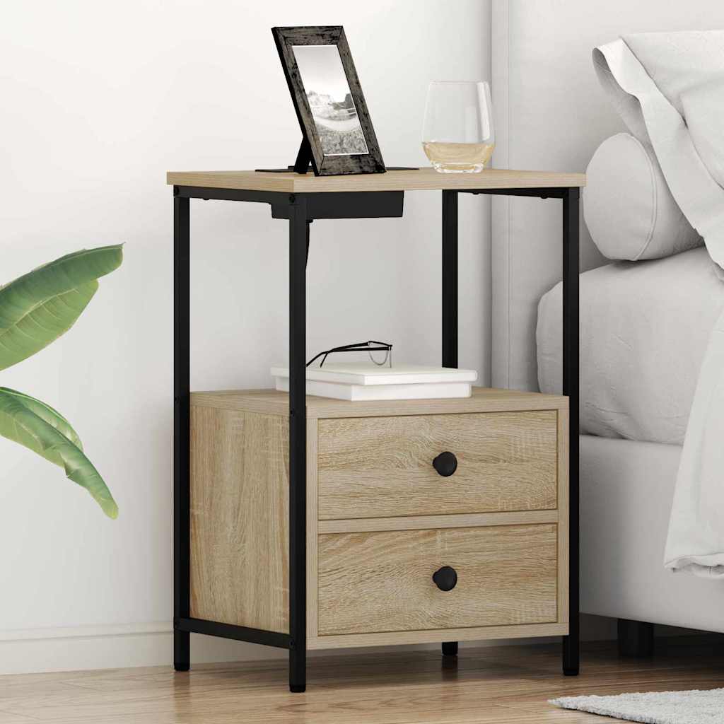 Nachtkastje 2 pcs Sonoma Eiken 40 x 31 x 60 cm Bewerkt hout is nu te koop bij PeponiXL, paradijselijk wonen!