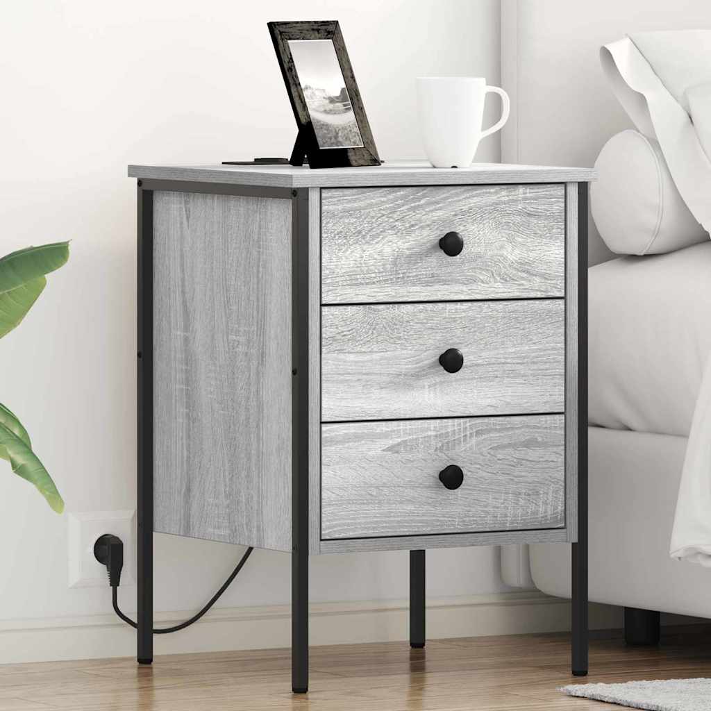 Nachtkastje 2 pcs Grijs Sonoma 42 x 41 x 61 cm Bewerkt hout is nu te koop bij PeponiXL, paradijselijk wonen!