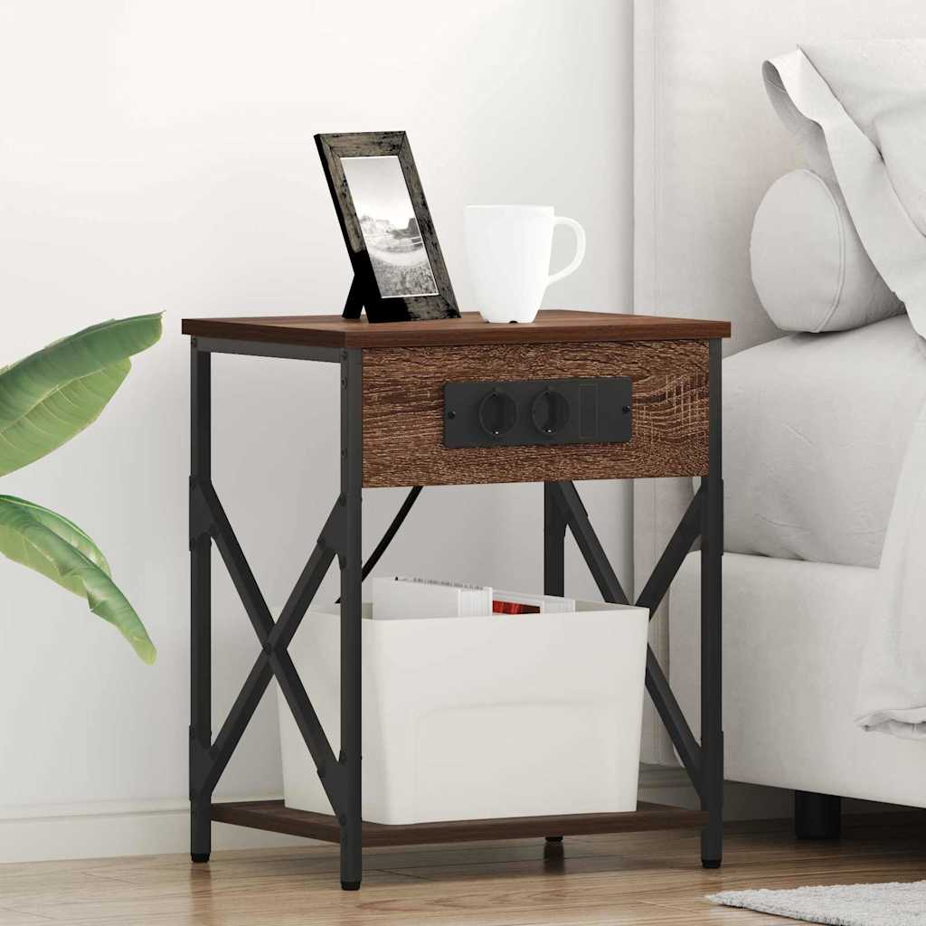 Nachtkastje 2 pcs Bruin Eiken 41 x 31 x 51 cm Bewerkt hout is nu te koop bij PeponiXL, paradijselijk wonen!