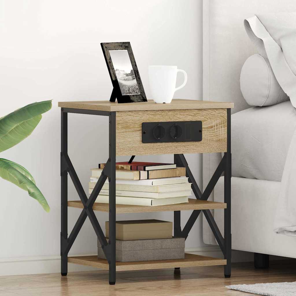 Nachtkastje 2 pcs Sonoma Eiken 41 x 31 x 51 cm Bewerkt hout is nu te koop bij PeponiXL, paradijselijk wonen!