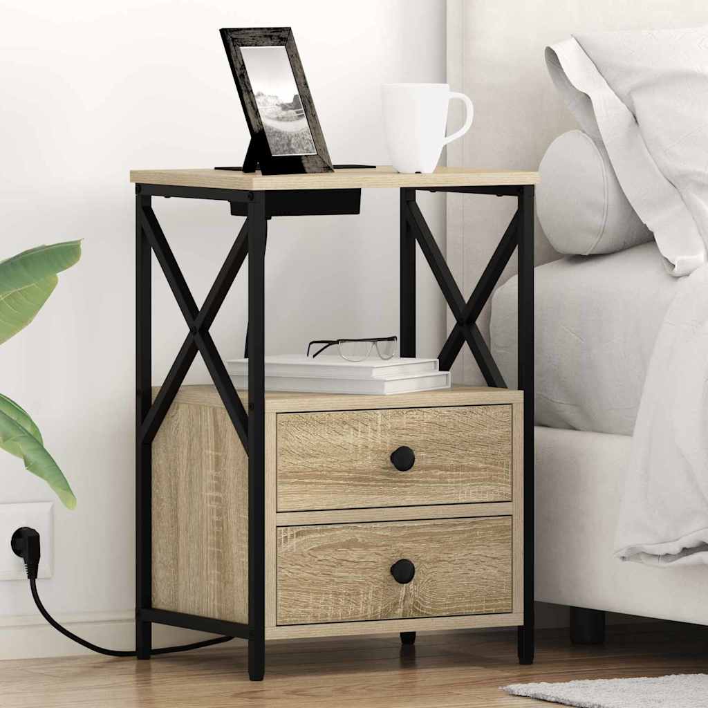 Nachtkastje 2 pcs Sonoma Eiken 40 x 31 x 60 cm Bewerkt hout is nu te koop bij PeponiXL, paradijselijk wonen!