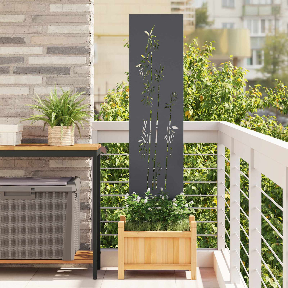 Tuin Privacy Screen Antraciet 32 x 140 cm Koudgewalst staal is nu te koop bij PeponiXL, paradijselijk wonen!