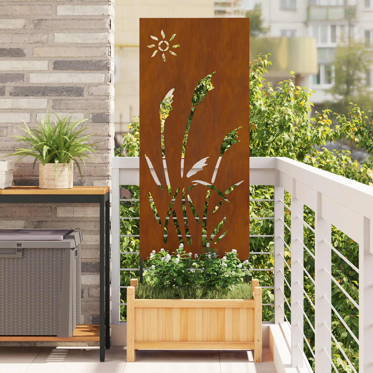 Tuin Privacy Screen Fretwerk Roestig 50 x 140 cm weervast staal is nu te koop bij PeponiXL, paradijselijk wonen!