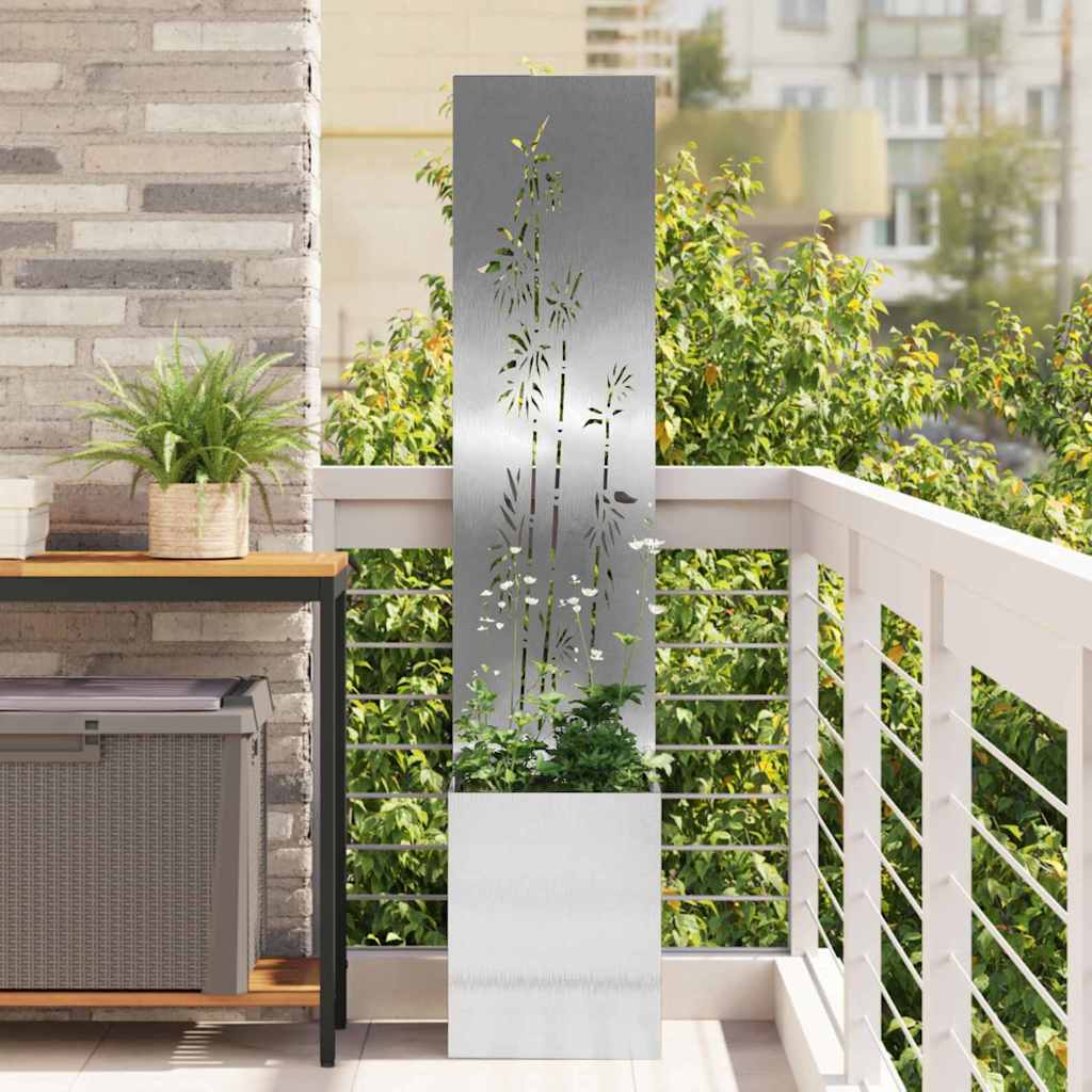 Tuin Privacy Screen Bloemen Zilver 32 x 140 cm Roestvrij staal is nu te koop bij PeponiXL, paradijselijk wonen!