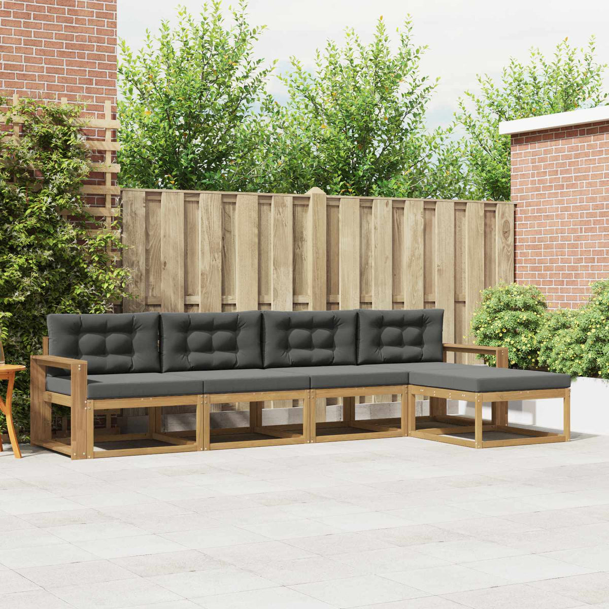Buiten bankenset 4 pcs Wit en antracietkleurig Polyester is nu te koop bij PeponiXL, paradijselijk wonen!