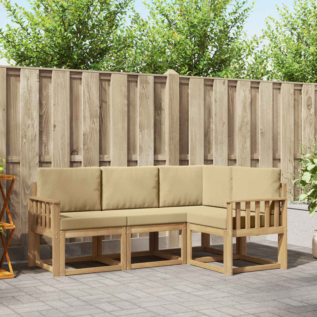 Buiten bankenset met kussen 4 pcs Wit en Beige is nu te koop bij PeponiXL, paradijselijk wonen!