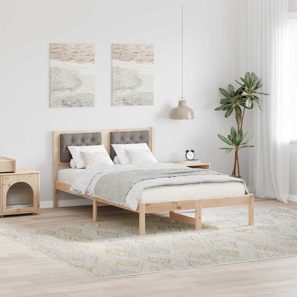 Bedframe met hoofdeinde Taupe 135 x 190 cm Massief grenenhout is nu te koop bij PeponiXL, paradijselijk wonen!