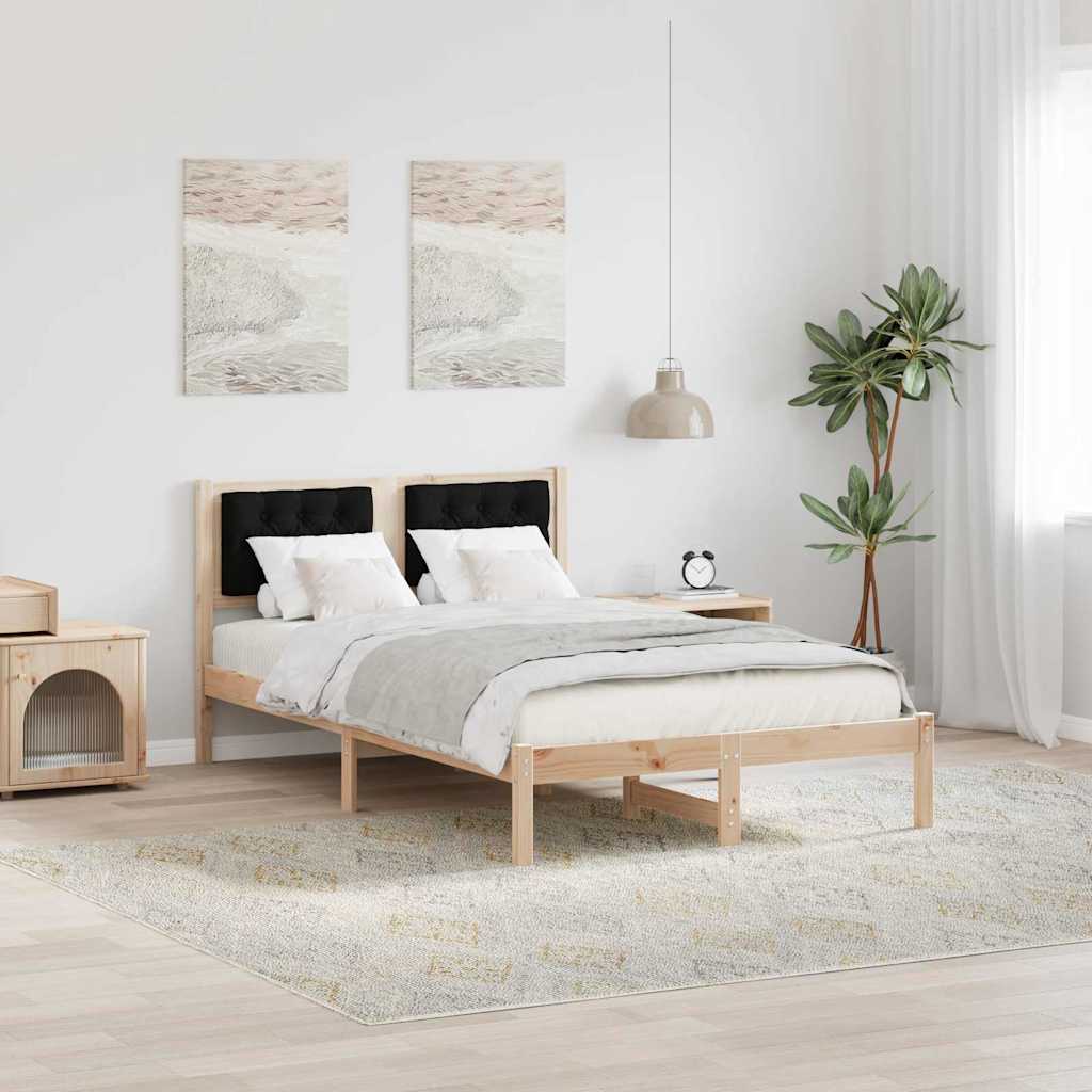 Bedframe met hoofdeinde Zwart 120 x 190 cm Massief grenenhout is nu te koop bij PeponiXL, paradijselijk wonen!