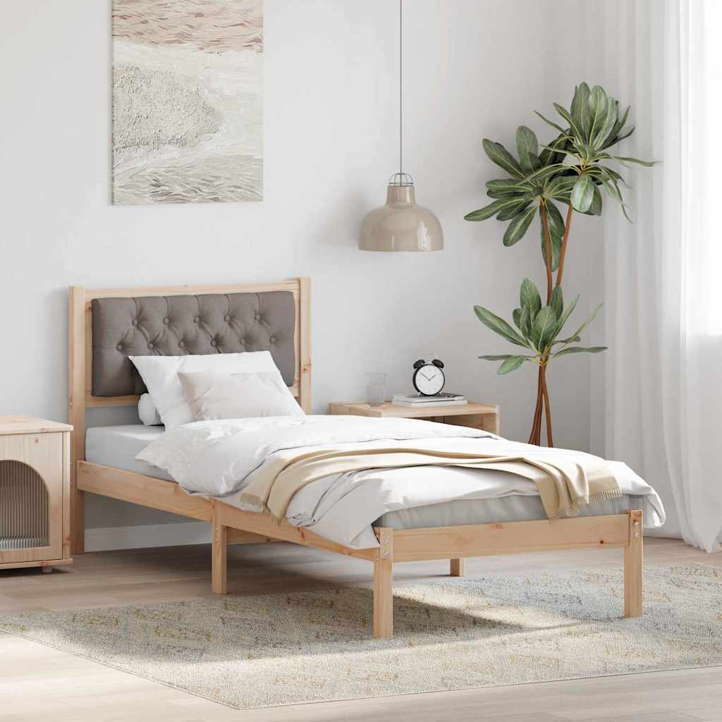 Bedframe met hoofdeinde Taupe 90 x 190 cm Massief grenenhout is nu te koop bij PeponiXL, paradijselijk wonen!
