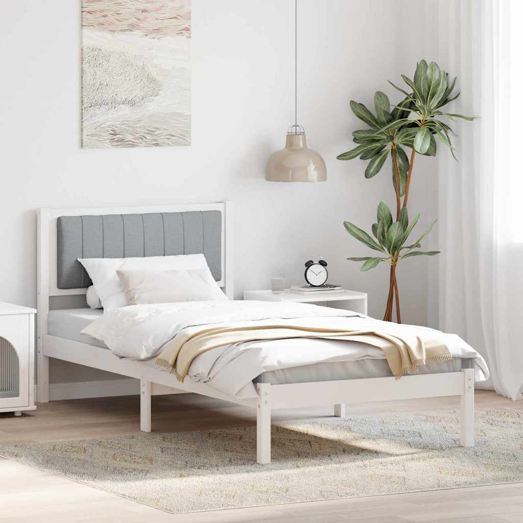 Bedframe met Gevoerd Hoofdgedeelte Lichtgrijs 90 x 200 cm is nu te koop bij PeponiXL, paradijselijk wonen!